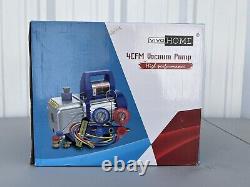 110V 1/3 HP 4CFM Single Stage Rotary Vane Air Vacuum Pump & R134A AC Manifold