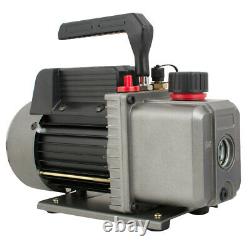 110V 1/4 HP 3.5 CFM 1-Stage Vacuum Pump and R134a AC Manifold Gauge Set Kit NEW