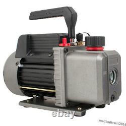 110V 1/4 HP 3.5 CFM Single Stage Air Vacuum Pump R134a Manifold Gauge Set Kit