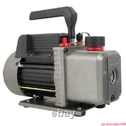 110V 1/4 HP 3.5 CFM Single Stage Air Vacuum Pump R134a Manifold Gauge Set Kit