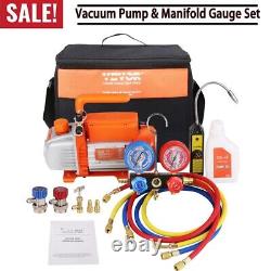 120 V 1/4 HP HVAC Vacuum Pump and Gauge Set 4.5 CFM Manifold Gauge Kit with Hose