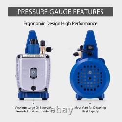 1/3 HP 4CFM Single Stage Rotary Vane Vacuum Pump R134a AC Manifold Gauge Set Kit