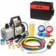 1/3 Hp 4 Cfm Air Vacuum Pump Hvac A/c Refrigerant Kit With Ac Manifold Gauge Set