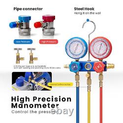 1/3 HP HVAC Vacuum Pump & Gauge Set 4 CFM Manifold Gauge Kit &Hose Leak Detector