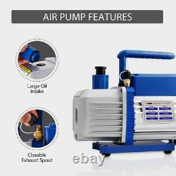 1/4HP 3.5CFM Rotary Vane Air Vacuum Pump & R134a AC Manifold Gauge Set ETLListed