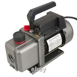 1/4HP 3.5CFM Rotary Vane Air Vacuum Pump & R134a AC Manifold Gauge Set USA