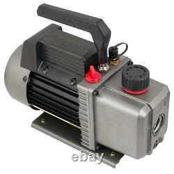 1/4HP 3.5CFM Rotary Vane Air Vacuum Pump & R134a AC Manifold Gauge Set US FDA