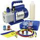 1/4hp Air Vacuum 3,5 Cfm Pump With Combo A/c Manifold Gauge R134a R410a R22 Set