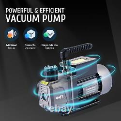 1/4 HP 3.5cfm Automotive AC Vacuum Pump & Manifold Gauge Set Can Tap & 3 Hoses