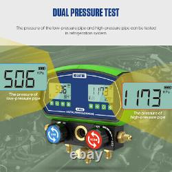 2-Valve Digital Refrigerant Manifold Gauge Set HVAC Vacuum Pressure Leakage Test
