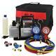 3cfm 1/4hp Air Vacuum Pump Hvac A/c Refrigeration Kit Ac Manifold Gauge Set New