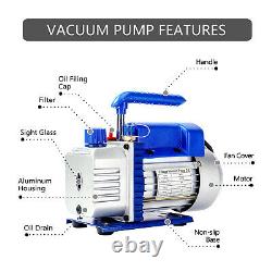 3CFM 1/4HP Vacuum Pump Set HVAC Refrigeration Manifold Gauge Can Tap r134a r22
