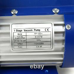 3CFM Vacuum Pump VALVES MANIFOLD GAUGE R410A R134A R22 HVAC AC Refrigerant Set