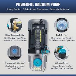 3,5CFM 1/4hp Air Vacuum Pump HVAC Refrigeration AC Manifold Gauge Set R134a 410a