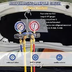 49968 Charging Manifold and 4 Valve Test, A/C Manifold Gauge Tool Set 60 Hoses