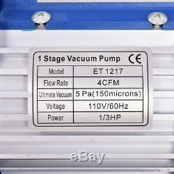 4CFM 1/3HP Air Vacuum Pump HVAC Refrigeration AC Manifold Gauge Set Kit R134 R22