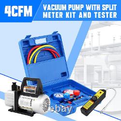 4CFM 1/3HP Air Vacuum Pump HVAC Refrigeration AC Manifold Gauge Set R134A Kit