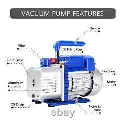 4CFM 1/3HP Vacuum Pump Set HVAC Refrigeration Manifold Gauge Can Tap r134a R410a