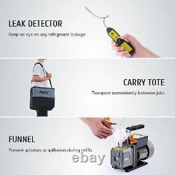 4CFM Air Conditioner Vacuum Pump Tool Kit w Gauge Set Leak Detector & Carry Tote