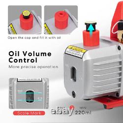 4CFM Air Vacuum Pump Refrigeration AC Manifold Gauge Set with Leak Detector & Bag