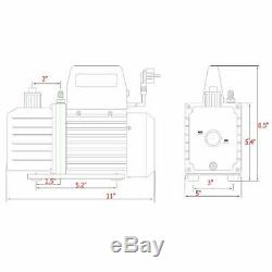 4Cfm 1/3Hp Air Vacuum Pump Hvac A/C Refrigeration Kit Ac Manifold Gauge Set