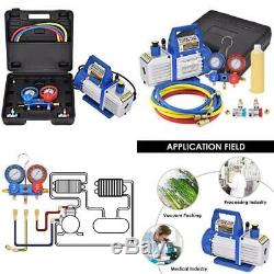 4Cfm 1/3Hp Air Vacuum Pump Hvac Refrigeration Kit Ac Manifold Gauge Set R134
