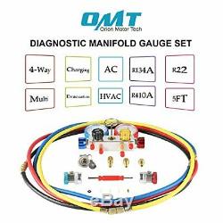 4 Way AC Diagnostic Manifold Gauge Set for Freon Charging and Vacuum Pump