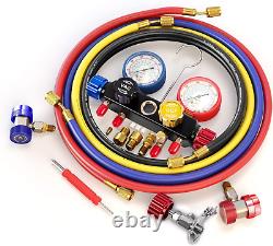 4 Way A/C Manifold Gauge Set Fits R134A R410A and R22 Refrigerants with 5FT Hose