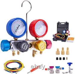4 Way Diagnostic Manifold Gauge Complete Set For R134A R410A R22 FREE SHIPPING