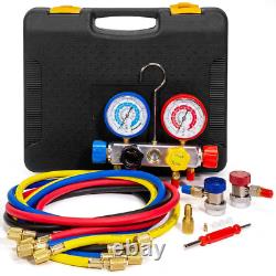4-Way HVAC R134A R410A R22 R404A A/C Diagnostic Manifold Gauge Set Charging Refr