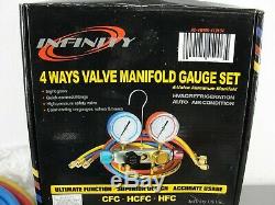 4 Way Valve Manifold Gauge Set+quick Connect Fit+filter+piecing Tool Lot Hvac