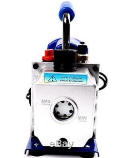 5CFM 1/3HP Air Vacuum Pump HVAC + R134A AC A/C Dual Manifold Gauge Set R12 R22