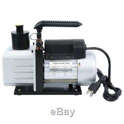 5CFM 1/3HP Air Vacuum Pump HVAC + R134A R410A Kit AC A/C Dual Manifold Gauge Set