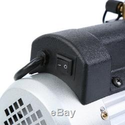 5CFM 1/3HP Air Vacuum Pump HVAC R134A R410A Kit AC A/C Dual Manifold Gauge Set