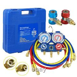 5PC Air Refrigeration Kit AC Manifold Gauge Set Brass R134A R410A R22 HVAC A/C