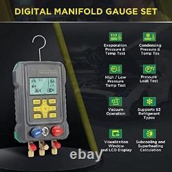 AC Gauges Digital HVAC Manifold Gauge Set for 93 Refrigerants AC Pressure