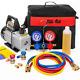 Ac Manifold Gauge Set 1/4 Hp 3 Cfm Air Vacuum Pump Hvac A/c Refrigerant Tool Kit