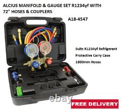 ALCIUS MANIFOLD & GAUGE SET R1234yf WITH 72 HOSES & COUPLERS A18-4547