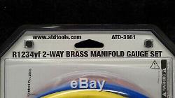 ATC 3661, 2-Way Brass Manifold Gauge Set, R1234yf Couplers Included