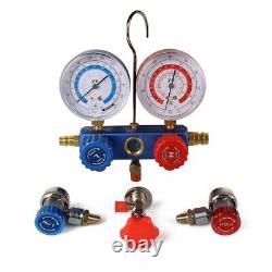 A/C AC Manifold Gauge Set R410a R22 R134a With Hoses Coupler Adapters+ 1/2 ACME