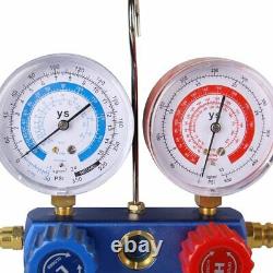 A/C AC Manifold Gauge Set R410a R22 R134a With Hoses Coupler Adapters+ 1/2 ACME