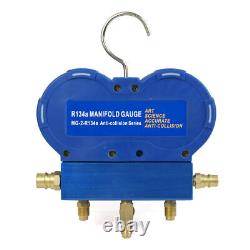 A/C HVAC Air Refrigeration Kit AC R134A R410A R22 Manifold Gauge Set Brass 5PC