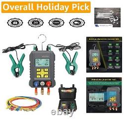 Advanced Digital Manifold Gauge Set with Temperature Clamps, Hoses, and Fittings