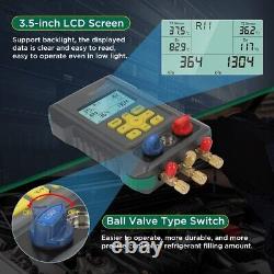 Advanced Digital Manifold Gauge Set with Temperature Clamps, Hoses, and Fittings