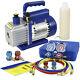 Air Vacuum Pump 3,5 Cfm 1/4hp R134a R410a R22 Combo A/c Manifold Gauge Set