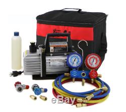 Air Vacuum Pump HVAC Refrigerant Kit AC Manifold Gauge Set Durable