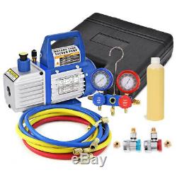Air Vacuum Pump HVAC Refrigeration Kit AC Manifold Gauge Set R134 New