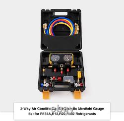 Auto Service Ac Manifold Gauge Set For R134A Refrigerant Gauges R12, 3-Way Car D