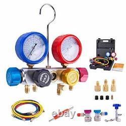 BACOENG Pro 4 Way AC Diagnostic Manifold Gauge Complete Set for R134A R410A R22