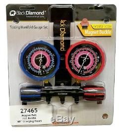 Black Diamond Manifold Gauge Set 1/4 Sae With Magnet Buckle R410a R32+ 60 Hose